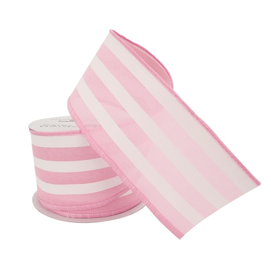 2.5" x 25ft. Stripe Faux Linen Wired Ribbon by Celebrate It™ Décor